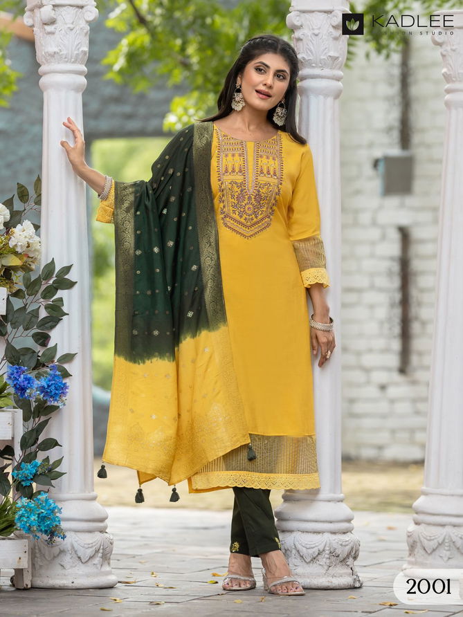 Nimaya By Kadlee Shimmer Designer Kurti With Bottom Dupatta Wholesale Shop In Surat
